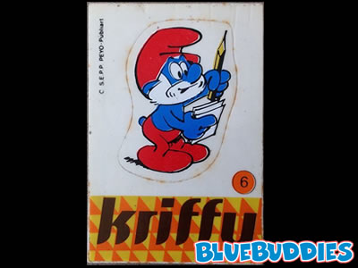 Kriffy Smurfs Sticker - 6 Papa Smurf with Pencil & Paper