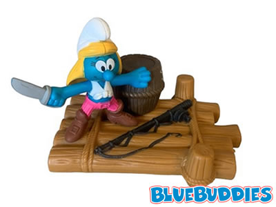 Pirate Smurfette on Raft