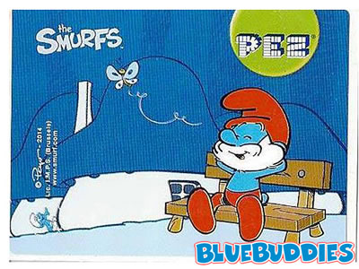 PEZ Sticker - Papa Smurf on Bench