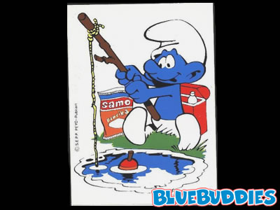 Samo Chips Smurfs Sticker - Smurf Fisher