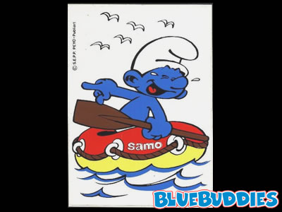 Samo Chips Smurfs Sticker - Smurf in a Raft