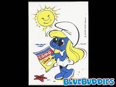 Samo Chips Smurfs Sticker - Smurfette at the Beach