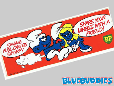 Smurf and Smurfette Bumper Sticker