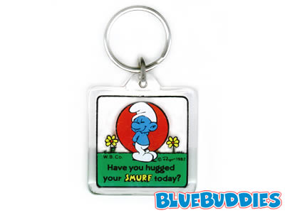 Clear Acrylic Square Keychain - Have you hugged your Smurf today?