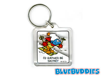 Clear Acrylic Square Keychain - I'd Rather Be Skiing