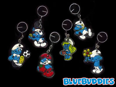 1980s Set of Smurf Keychains