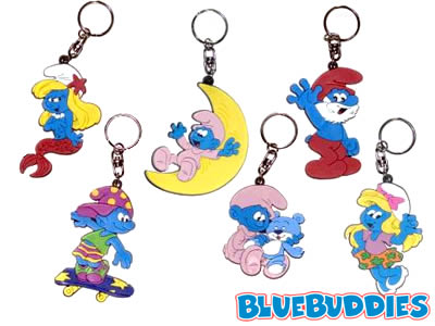 Soft Rubber Smurf Keyrings