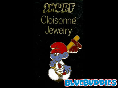 Smurf Pin - Cloisonne - Baseball Smurf