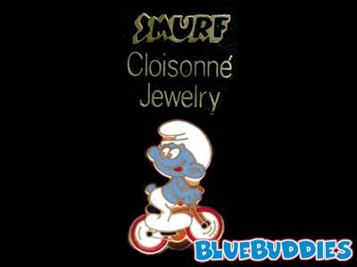 Smurf Pin - Cloisonne - Bicycle Smurf