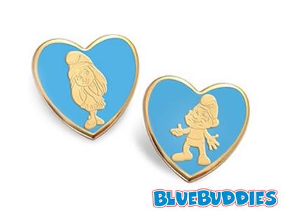 Gold Heart Smurfette & Papa Smurf Pins