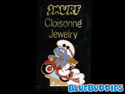 Smurf Pin - Cloisonne - Motorcycle Smurf