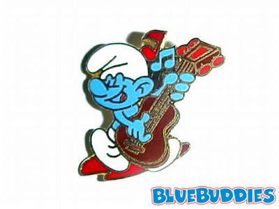 Smurf Pin - Cloisonne - Guitar Smurf