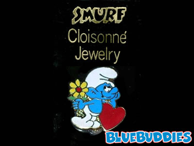 Smurf Pin - Cloisonne - Flower & Heart Smurf