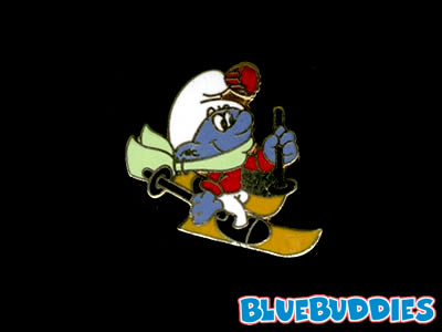 Smurf Pin - Cloisonne - Skier Smurf