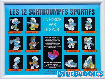 Smurf Pins - Les Schtroumpfs Sportifs Display