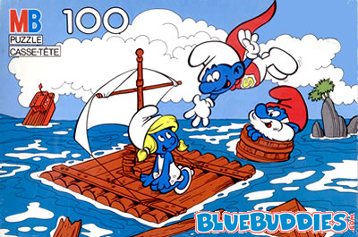 MB Puzzle 100 (1981) - Supersmurf Raft Rescue