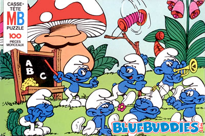 MB Puzzle 100 (1981) - Smurfs at School Classroom