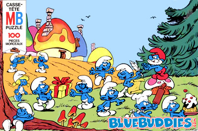 MB Puzzle 100 (1981) - Smurfs in the Village