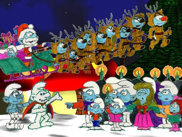 Click here for a bigger Smurf Christmas picture!