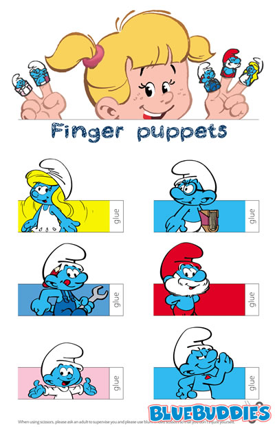Printable Smurf Finger Puppets