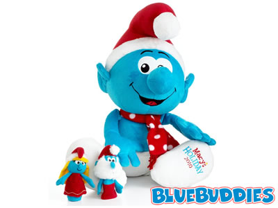 Macys Christmas Stuffed Animal 2022 Plush Smurf Beanies Macy's Holiday Smurf With Finger Puppets