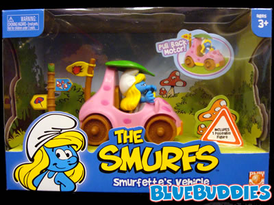 The Smurfs - Burago Ref.1103 - Smurfs in pink Jeep (loose)