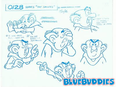 Smurf Production Drawings & Sketches Gargamel Model Sheet Azrael Model ...