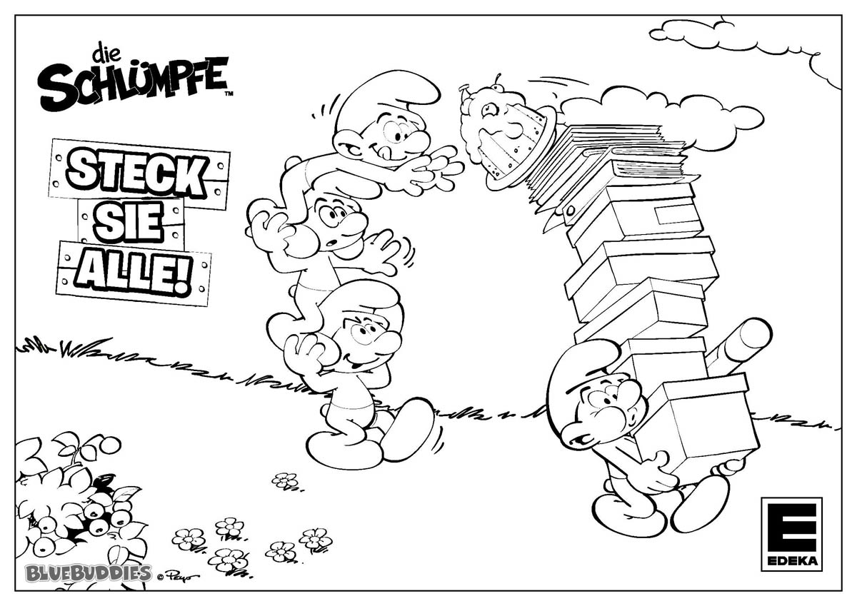 Edeka Smurfs Tower Coloring Page