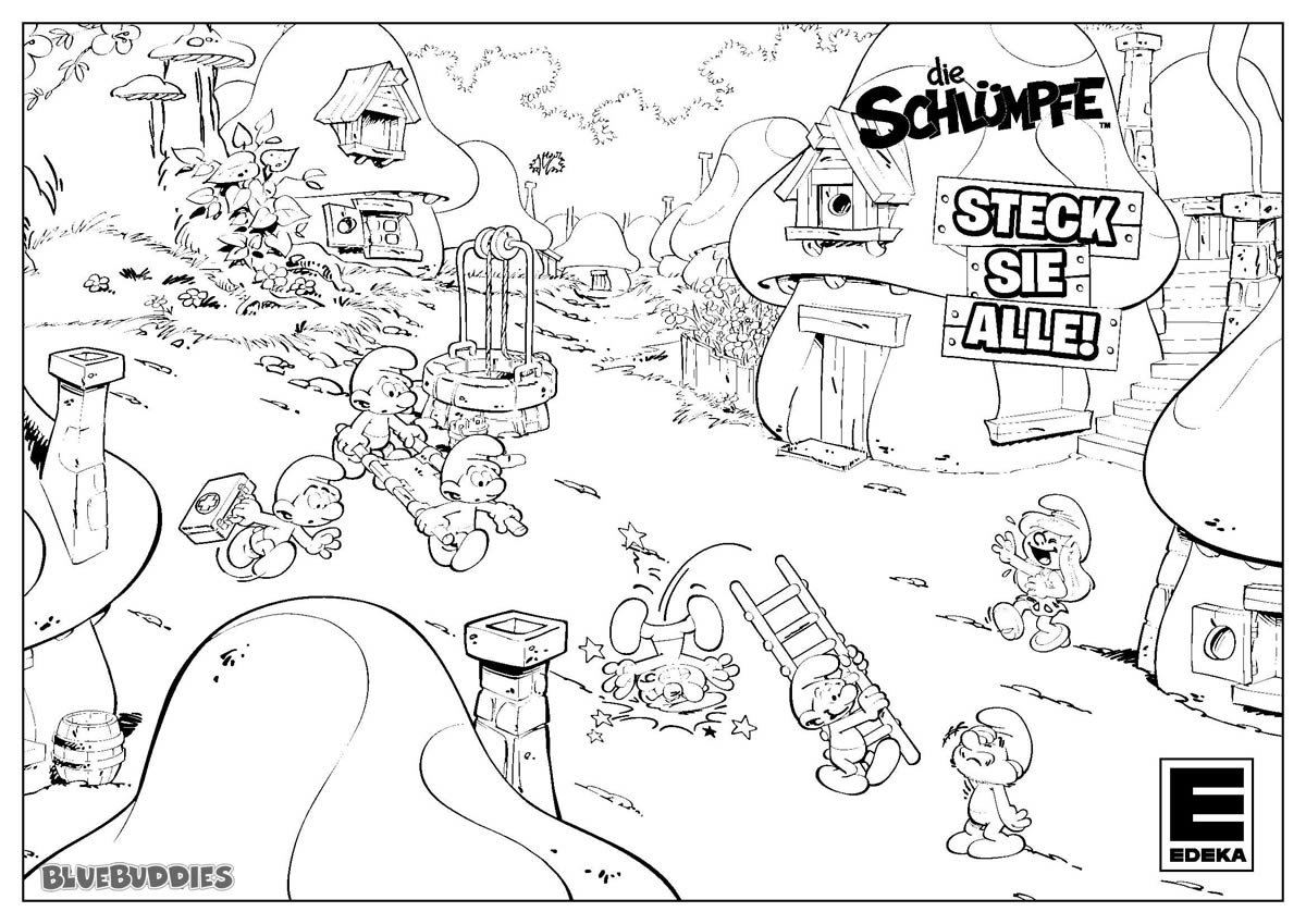 Smurfs Village Coloring Sheet